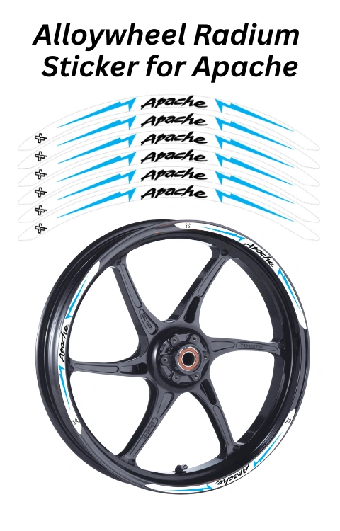 Alloy wheel Radium Sticker Compatible with Apache | Made In Premium Radium With FPF(Fade Protection Film), Water Proof, Precut Sticker, Pack Of 12